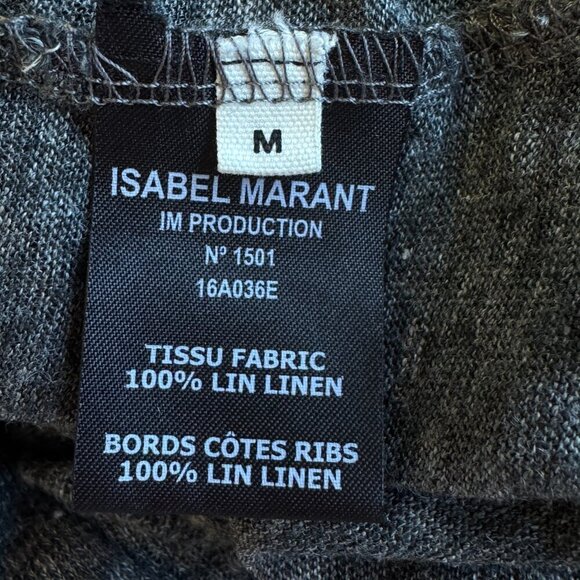 Isabel Marant Etoile Linen Jumper Sweater Marled Grey Drop Shoulder Side Tie Med - Picture 6 of 7